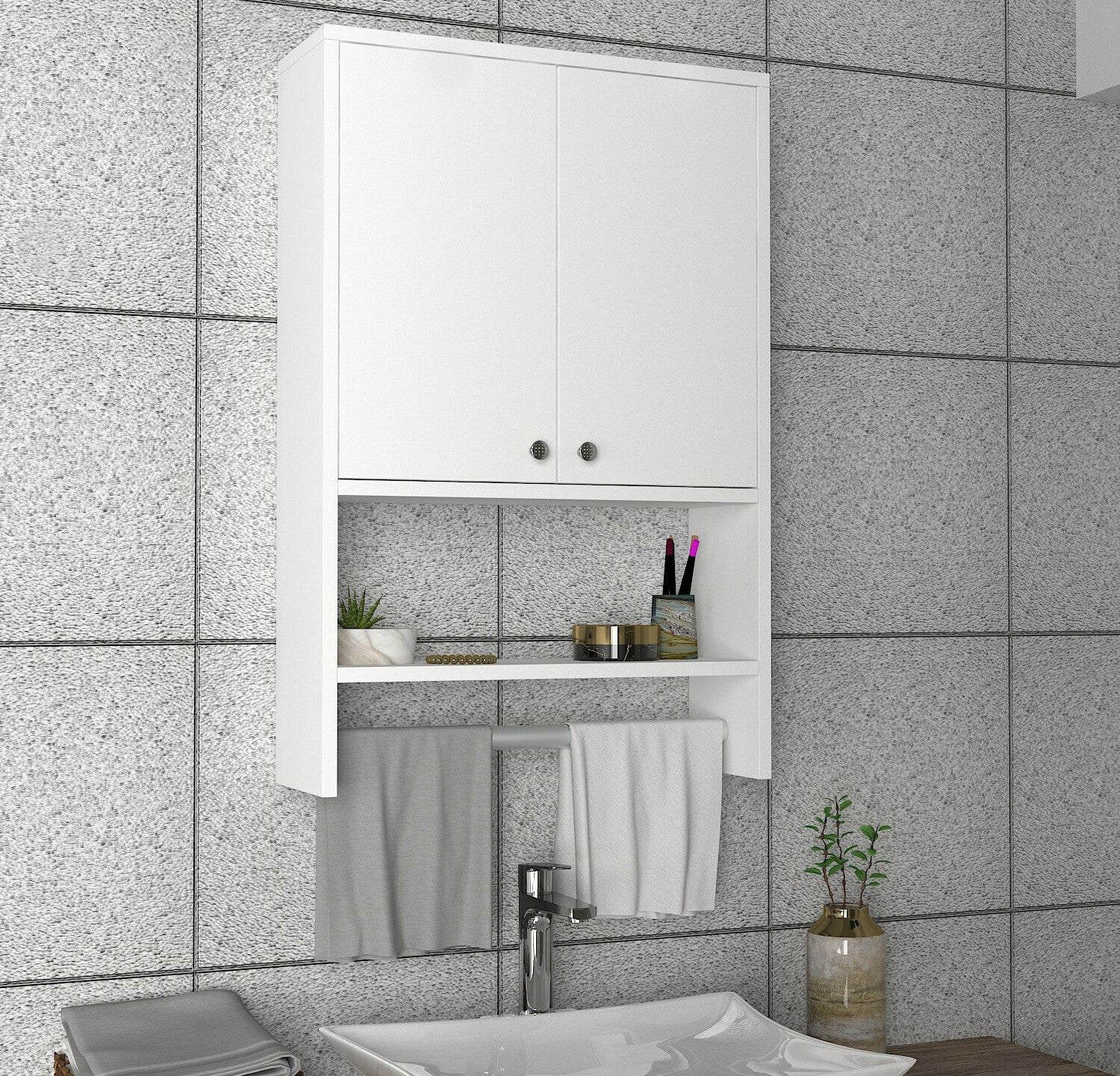 Fali fürdőszoba szekrény Vira - White