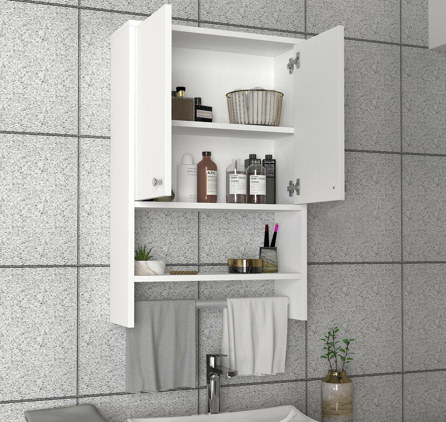 Fali fürdőszoba szekrény Vira - White