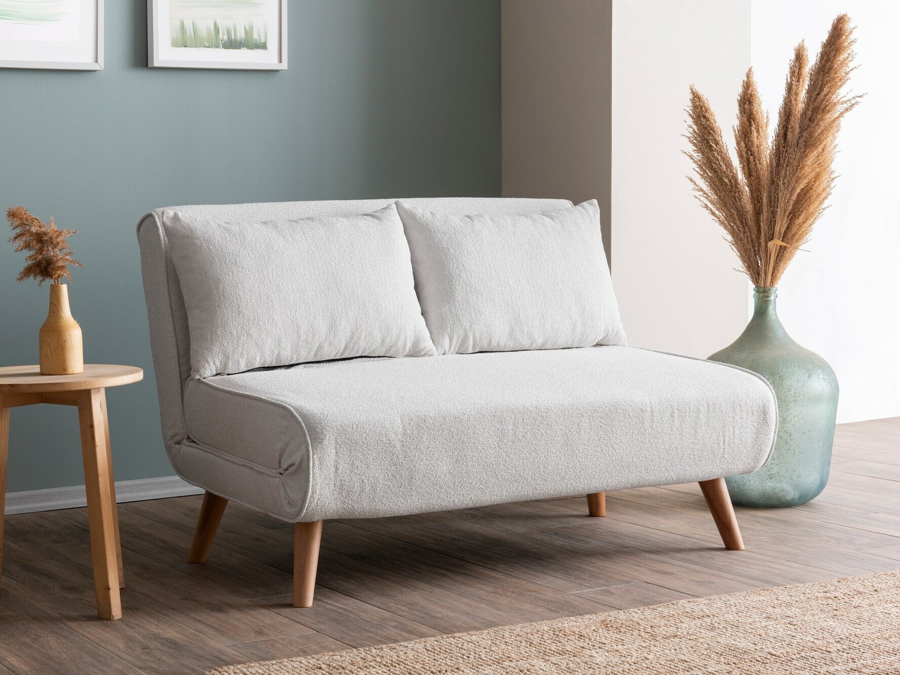 Kanapéágy Folde 2-Seater - Teddy Fabric - Cream Krém